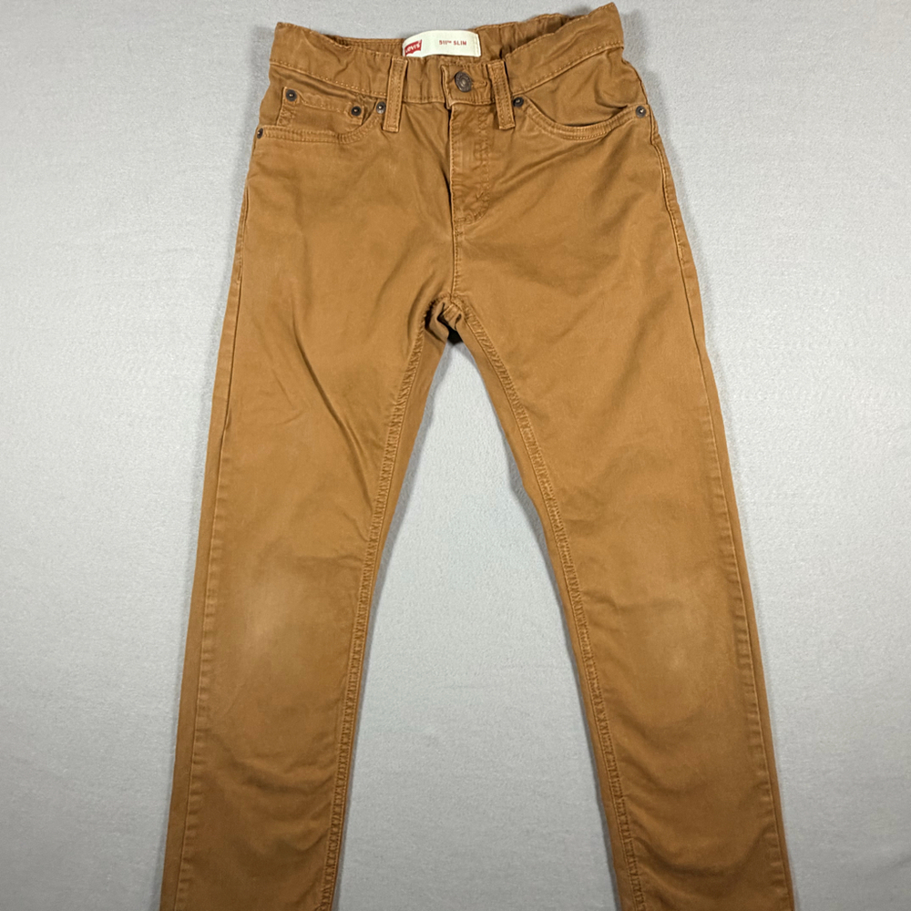 Levis 511 Slim Boys Pants Size 12 Reg Camel Tan Stretch Denim Style Jeans